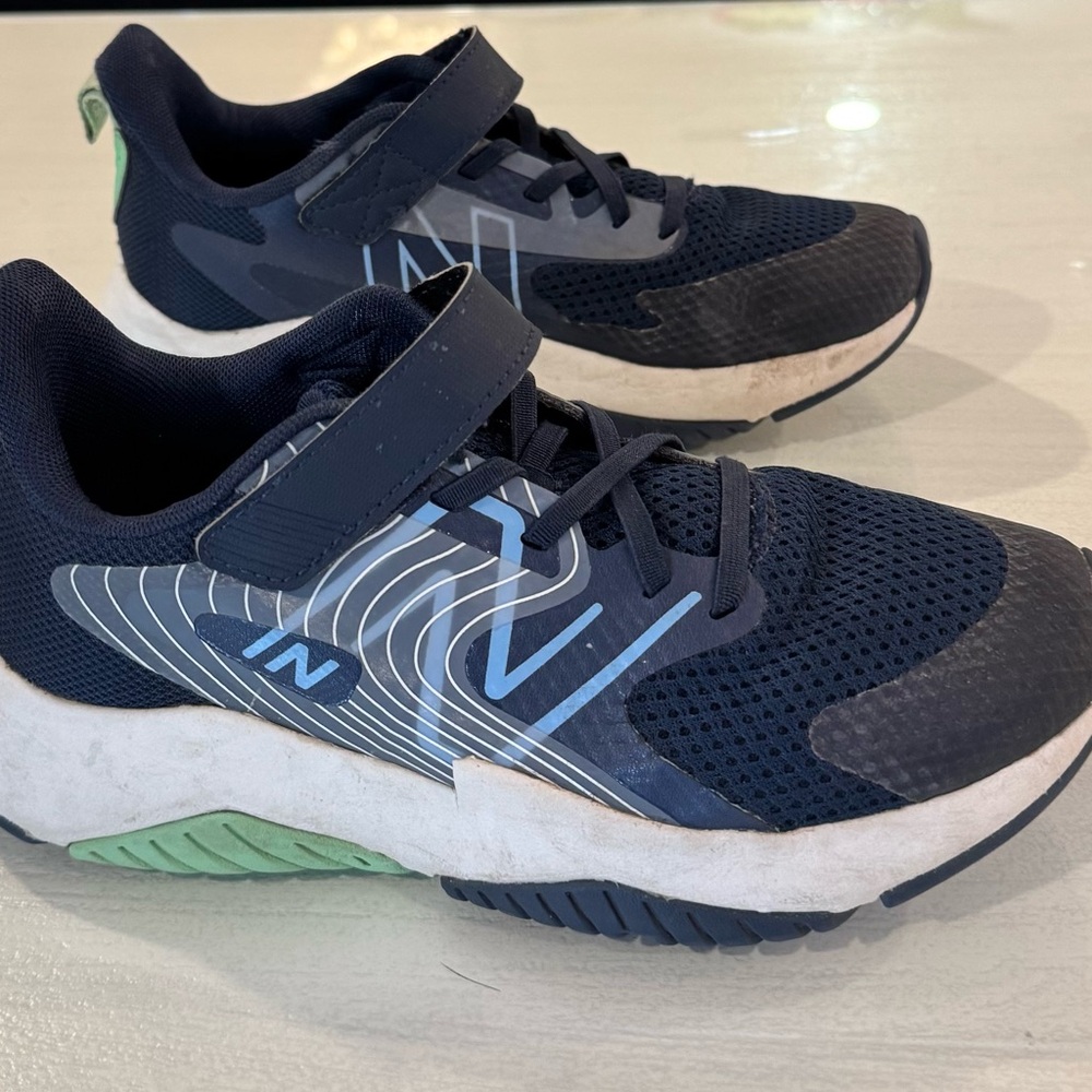New Balance Kids Navy and Green Sneakers